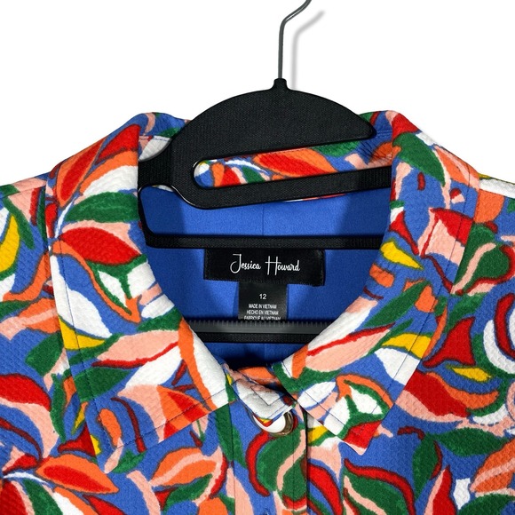 Jessica Howard Sleeveless Collared Shift Dress Women 12 Colorful Floral Mod NWT - Picture 3 of 8